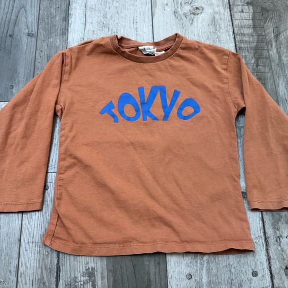 Zara Girl’s Other - Zara Girls Tokyo Tee  Long Sleeve T-Shirt Brown Crew 3-4 Years